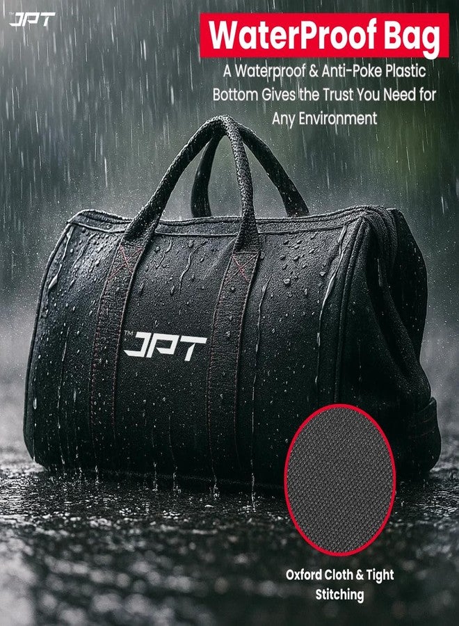 JPT 13-Inch Heavy Duty Tool Bag, Wide Mouth Tool Storage Bag, Large Capacity Tool Tote Bag for Electricians, Power Tools Organizer - Image 3